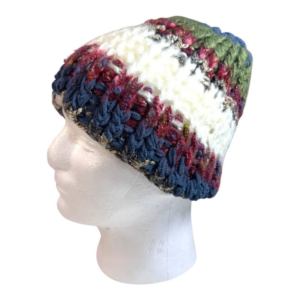 Ski Cap Winter Chunky Knit Beanie Ascend Striped Design Cozy Winter Hat Unisex